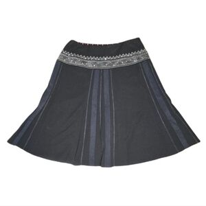 Bianca Nygard Corpcore Black Embroidered A-line Size 10 Midi Skirt Classic